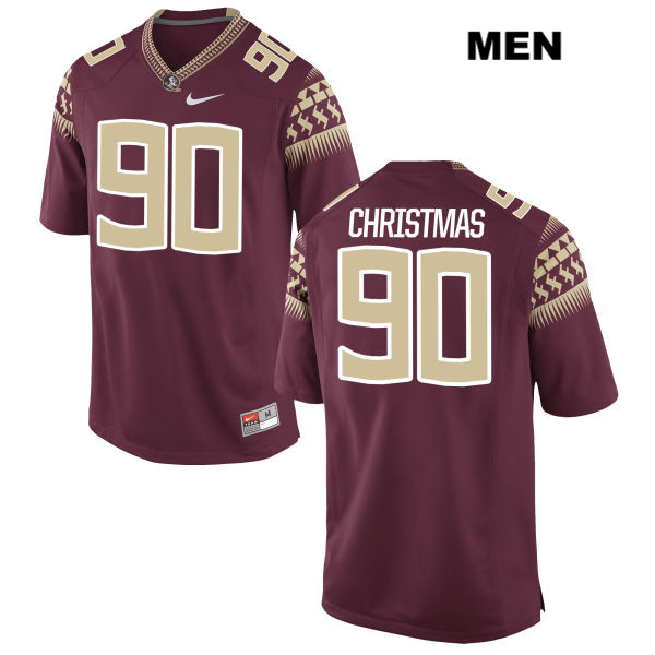 Men's NCAA Nike Florida State Seminoles #90 Demarcus Christmas College Red Stitched Authentic Football Jersey RVX2869YT